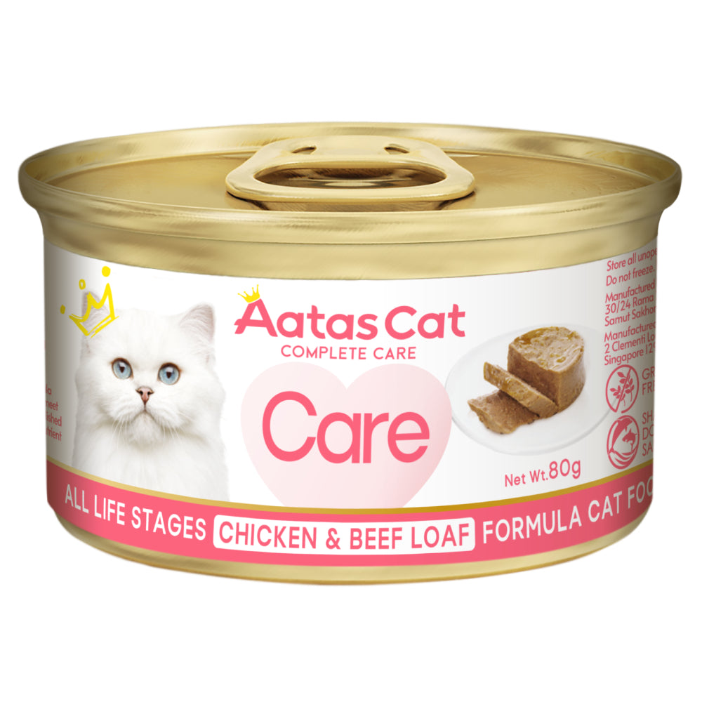 Aatas Cat Complete Care Chicken & Beef Loaf Grain-Free Canned Cat Food 80g