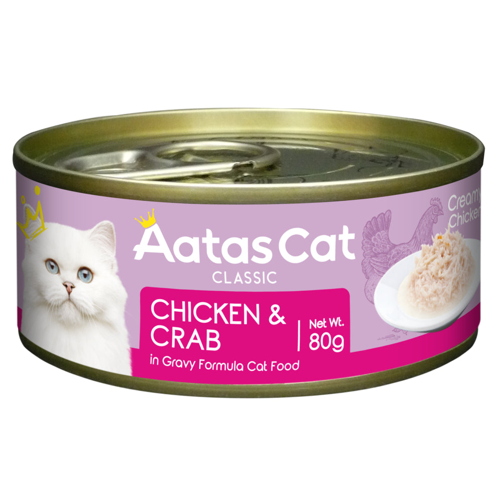 Aatas Cat Creamy Chicken & Crab in Gravy Grain-Free Canned Cat Food 80g