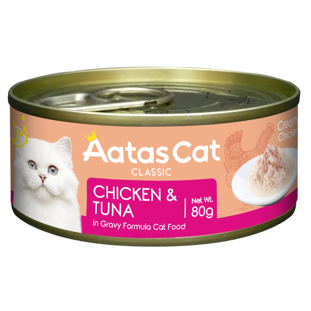 Aatas Cat Creamy Chicken & Tuna in Gravy Grain-Free Canned Cat Food 80g