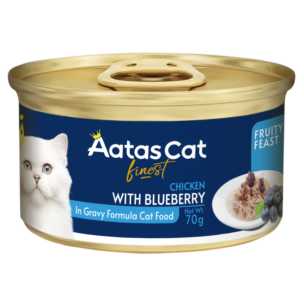 Aatas Cat Finest Fruity Feast Chicken with Blueberry in Gravy Grain-Free Canned Cat Food 70g