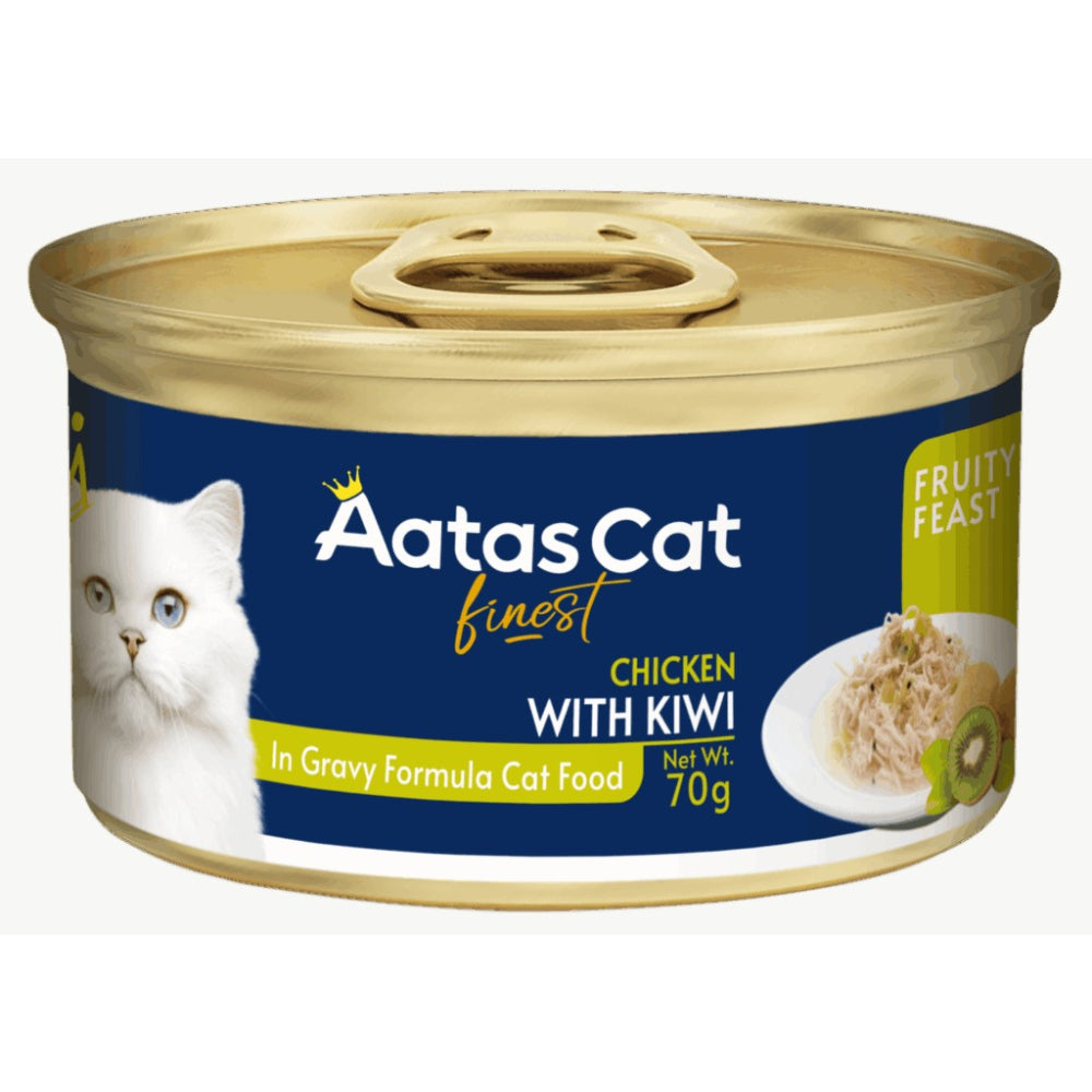 Aatas Cat Finest Fruity Feast Chicken with Kiwi in Gravy Grain-Free Canned Cat Food 70g