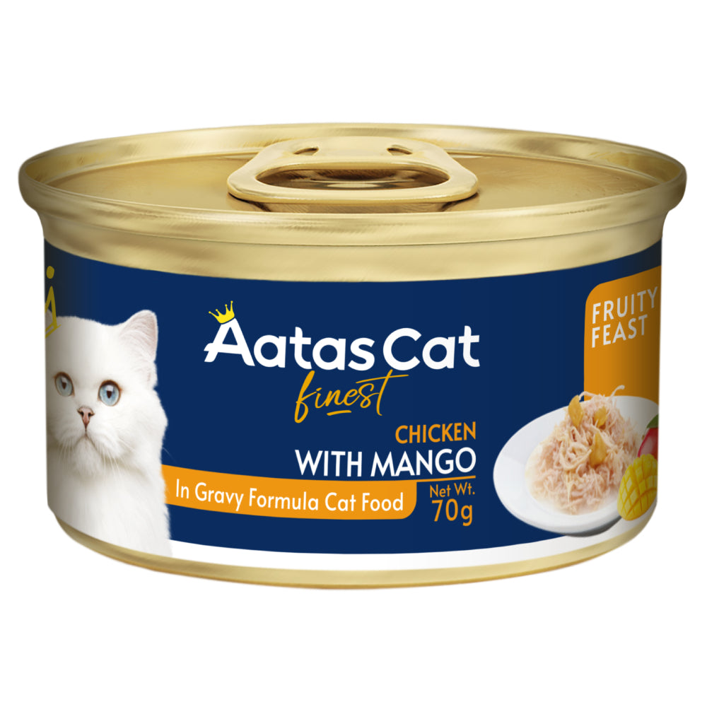 Aatas Cat Finest Fruity Feast Chicken with Mango in Gravy Grain-Free Canned Cat Food 70g