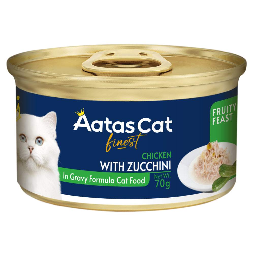 Aatas Cat Finest Fruity Feast Chicken with Zucchini in Gravy Grain-Free Canned Cat Food 70g