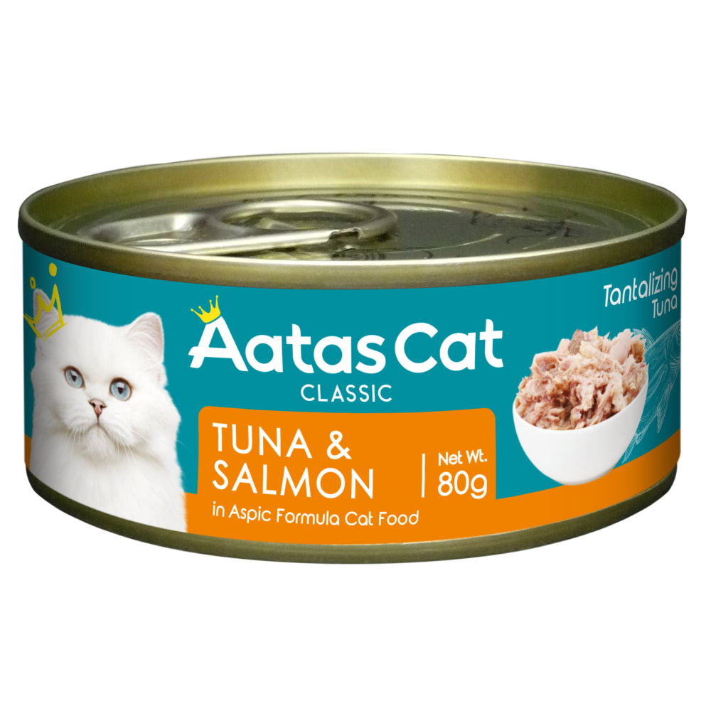 Aatas Cat Tantalizing Tuna & Salmon Grain-Free Canned Cat Food 80g