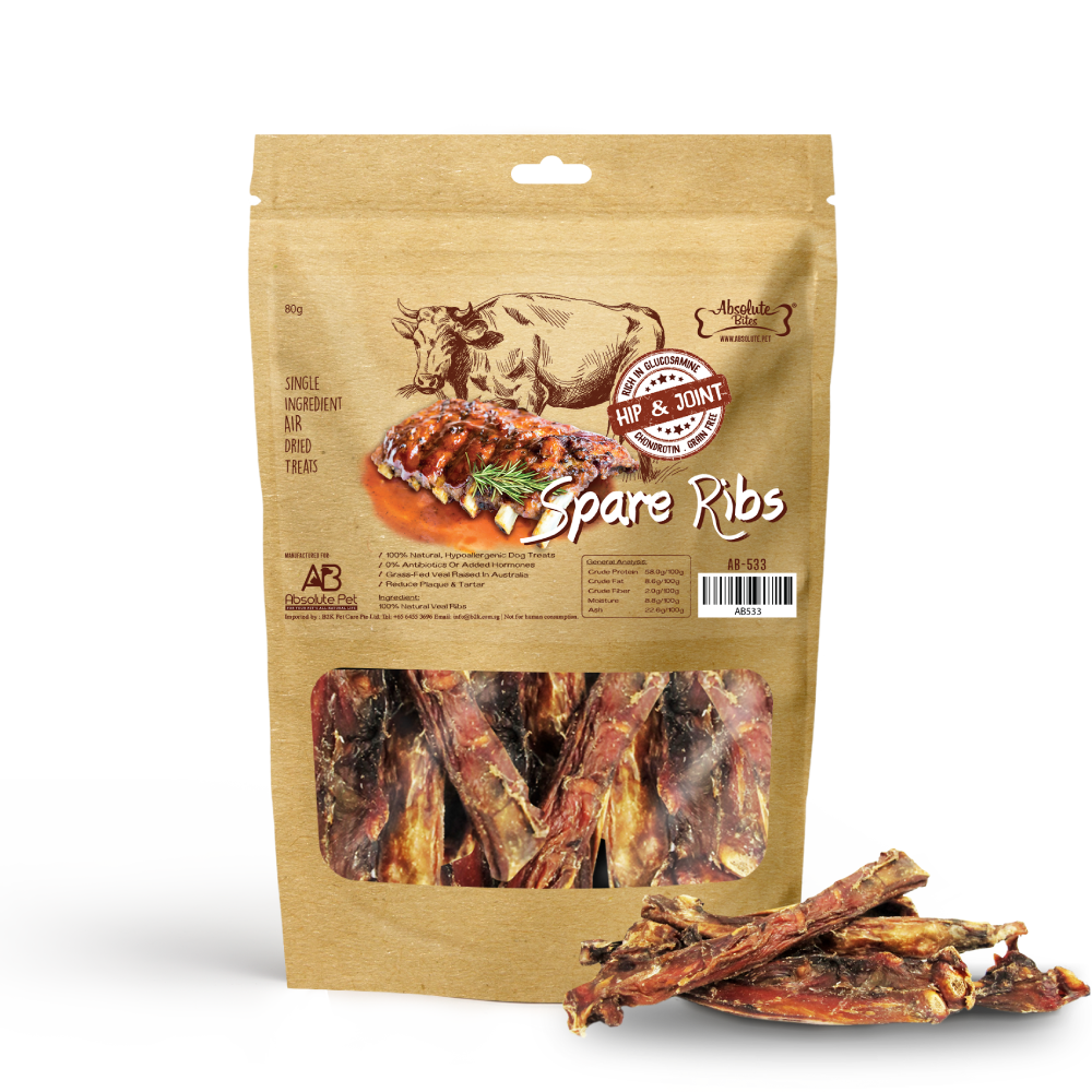Absolute Bites Air-Dried Veal Spare Ribs 80g