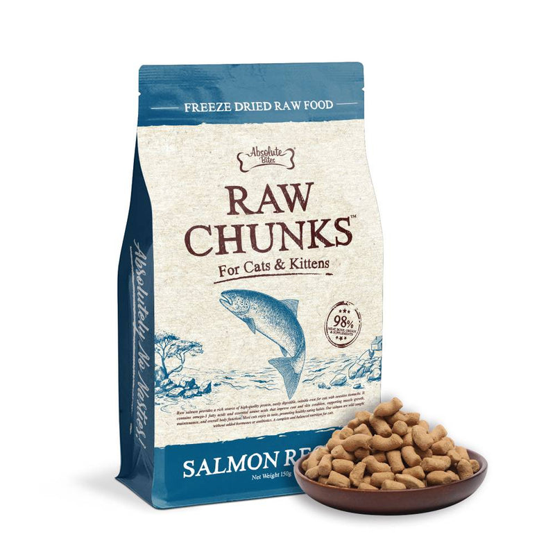 Absolute Bites Cats & Kitten Freeze Dried Raw Chunks Salmon 150g