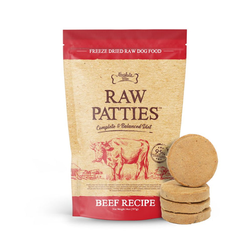 Absolute Bites Dog Freeze Dried Raw Patties Beef 14oz