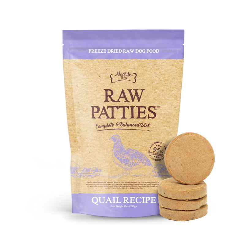 Absolute Bites Dog Freeze Dried Raw Patties Quail 14oz