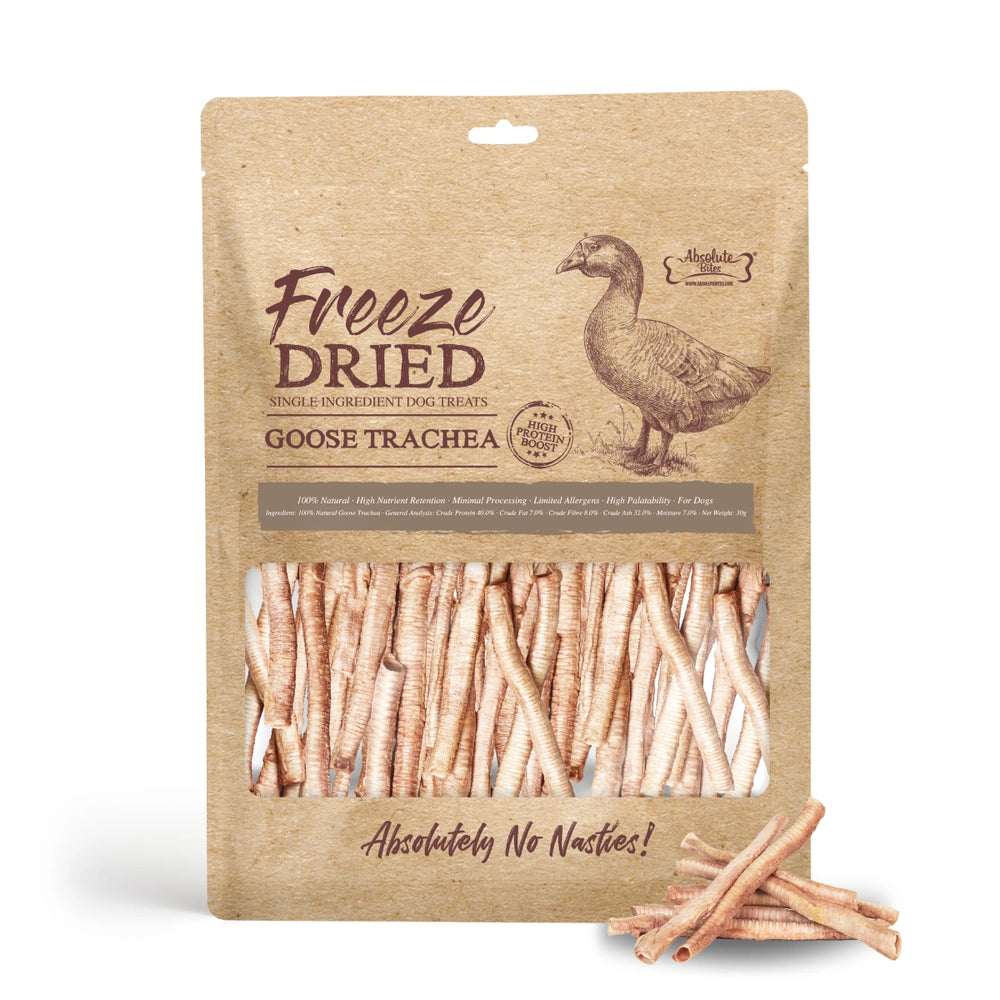 Absolute Bites Single Ingredient Freeze Dried Goose Trachea Dog Treats 30g