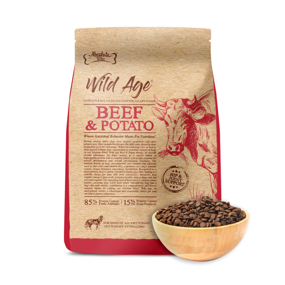 Absolute Bites Wild Age Dog Beef & Potato Complete & Balanced For All Life Stages 22lbs