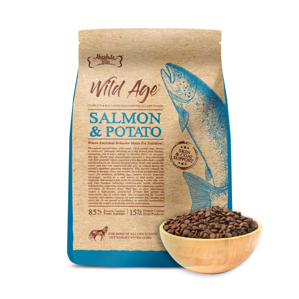 Absolute Bites Wild Age Dog Salmon & Potato Complete & Balanced For All Life Stages 22lbs