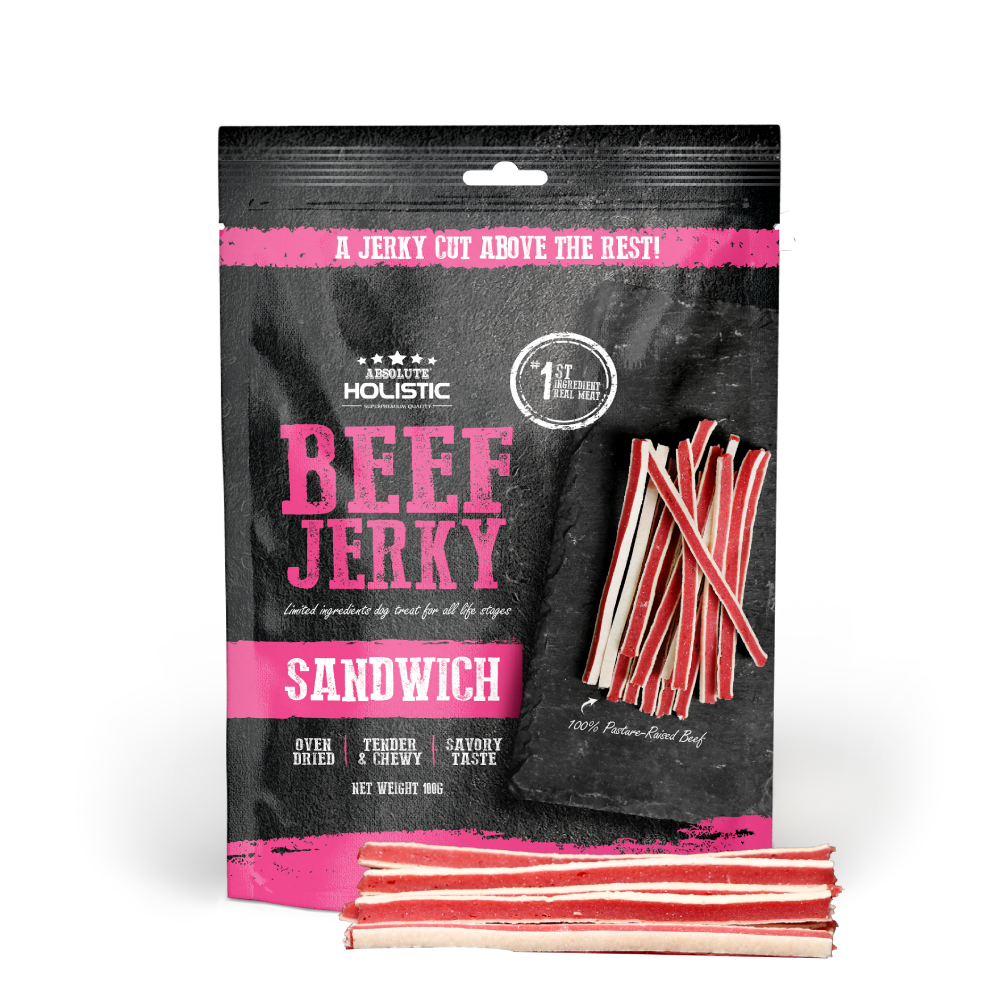 Absolute Holistic Dog Treats Beef Jerky Sandwich 100g