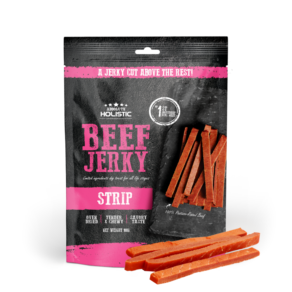 Absolute Holistic Dog Treats Beef Jerky Strip 100g