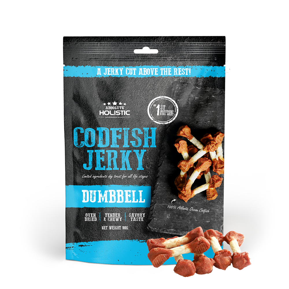 Absolute Holistic Dog Treats Codfish Jerky Dumbbell 100g