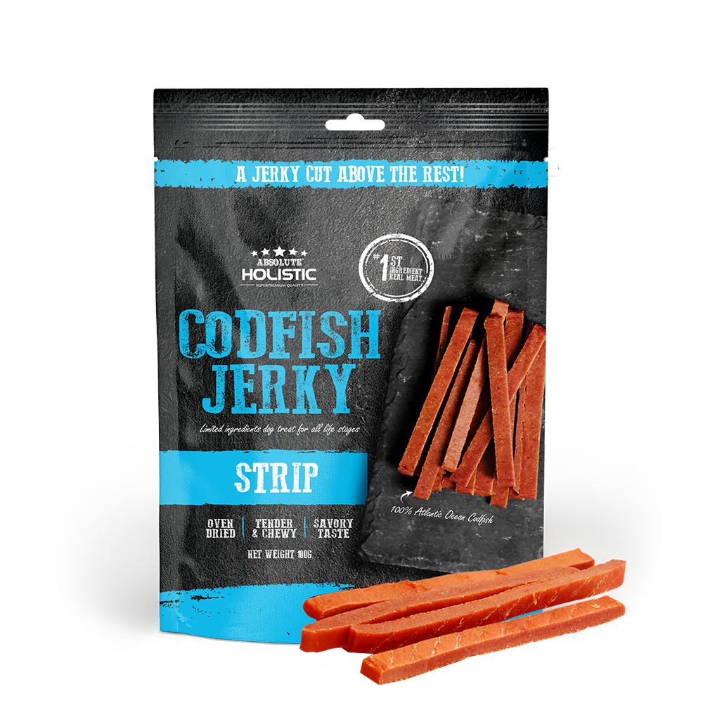 Absolute Holistic Dog Treats Codfish Jerky Strip 100g