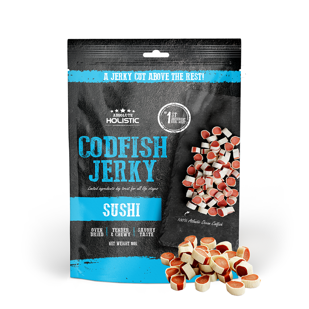 Absolute Holistic Dog Treats Codfish Jerky Sushi 100g