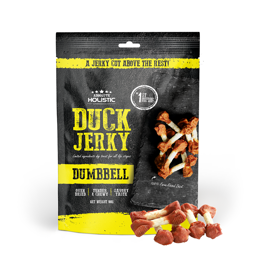 Absolute Holistic Dog Treats Duck Jerky Dumbbell 100g