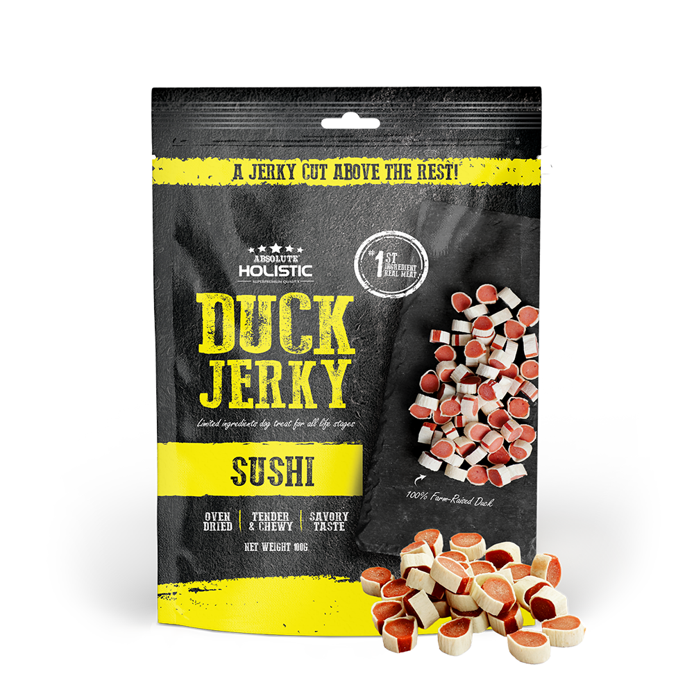 Absolute Holistic Dog Treats Duck Jerky Sushi 100g