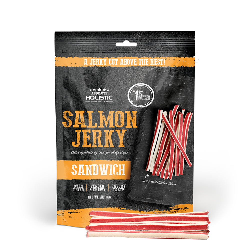 Absolute Holistic Dog Treats Salmon Jerky Sandwich 100g