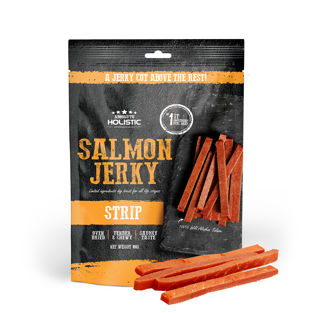 Absolute Holistic Dog Treats Salmon Jerky Strip 100g