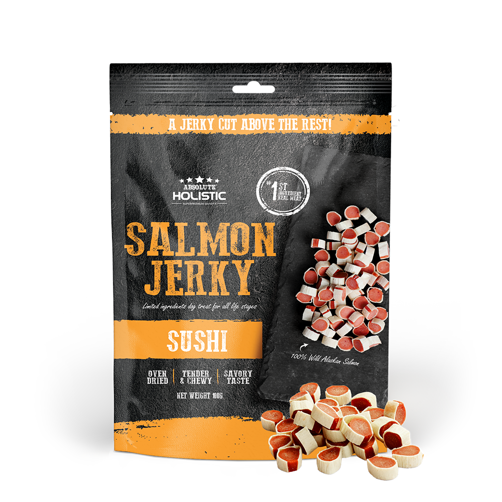 Absolute Holistic Dog Treats Salmon Jerky Sushi 100g