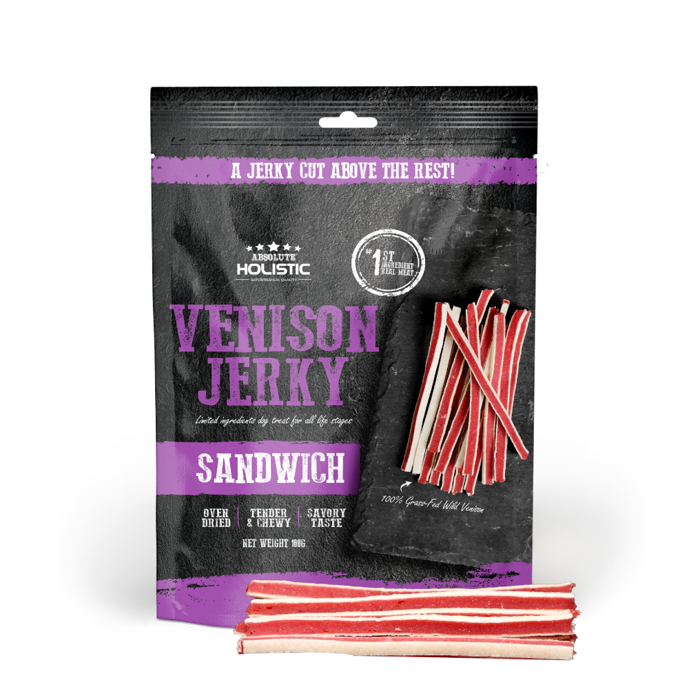 Absolute Holistic Dog Treats Venison Jerky Sandwich 100g