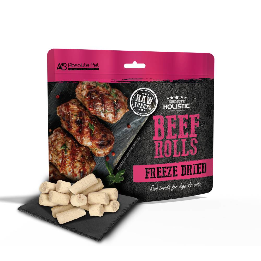 Absolute Holistic Dogs & Cats Freeze Dried Raw Treats Beef Rolls 60g