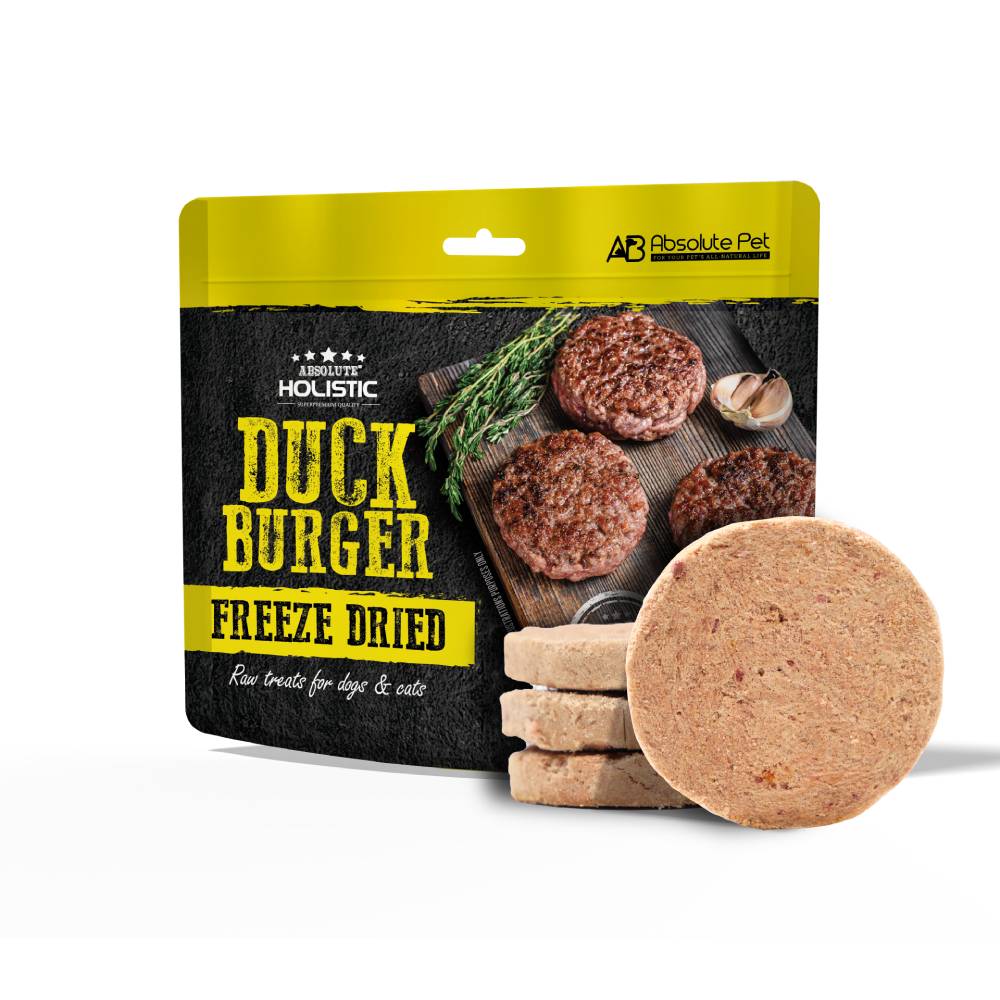 Absolute Holistic Dogs & Cats Freeze Dried Raw Treats Duck Burger 60g
