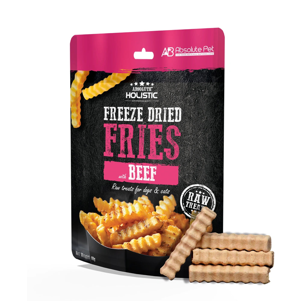 Absolute Holistic Freeze Dried Raw Beef Fries Cat & Dog Treats 60g