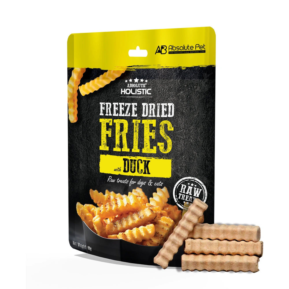 Absolute Holistic Freeze Dried Raw Duck Fries Cat & Dog Treats 60g