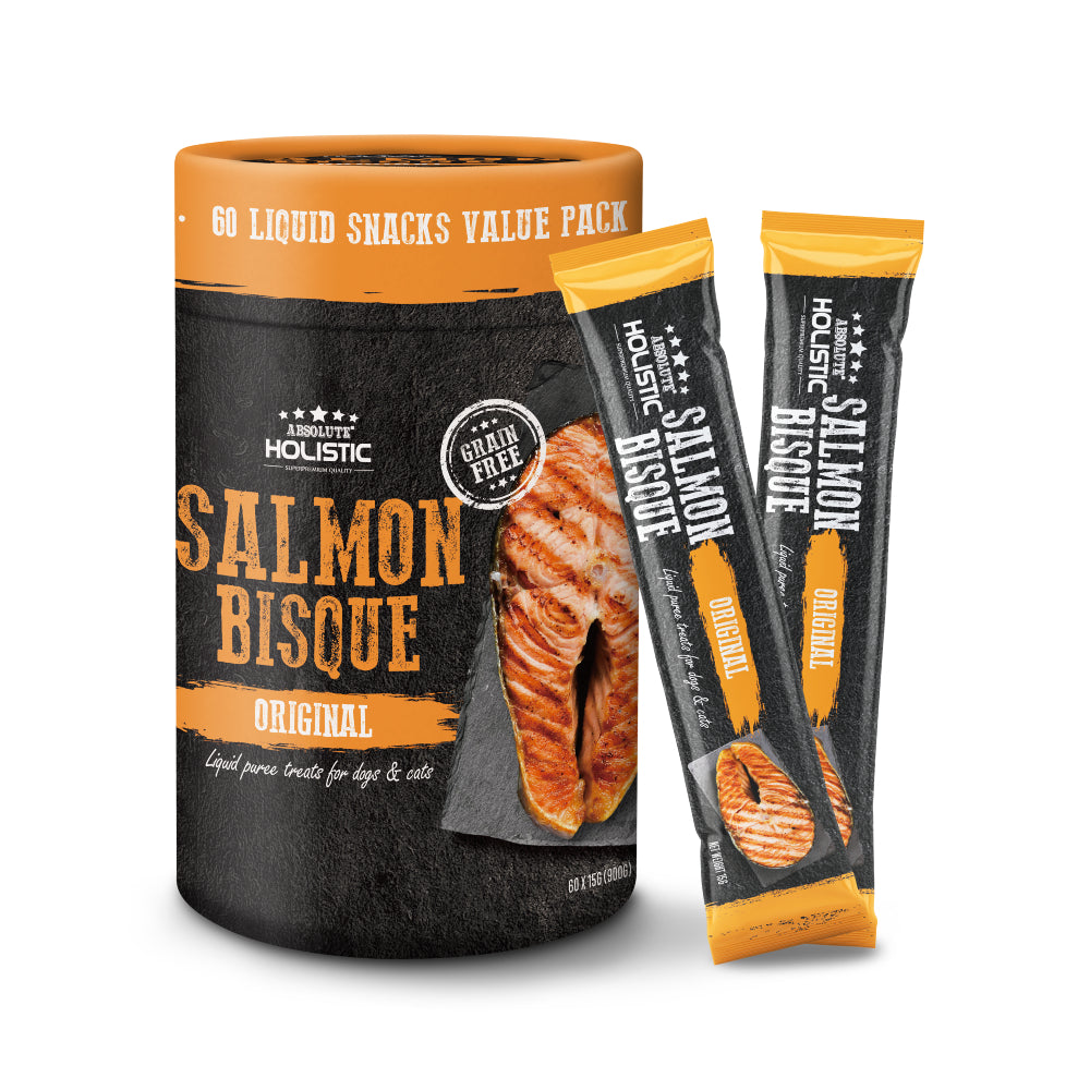 Absolute Holistic Cats & Dogs Liquid Puree Treats Salmon Bisque Original (15g x 60)