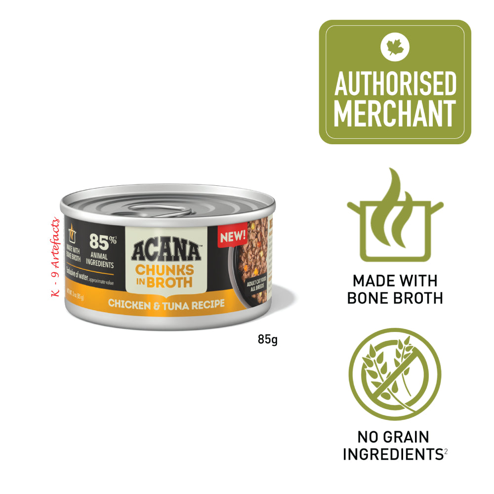 Acana Chunks in Broth Chicken & Tuna Recipe Canned Cat Food 85g