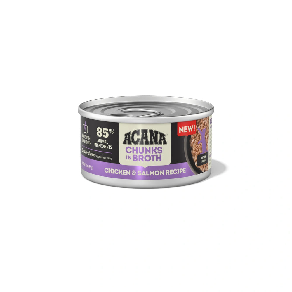 Acana Chunks in Broth Chicken & Salmon Recipe Kitten Canned Cat Food 85g