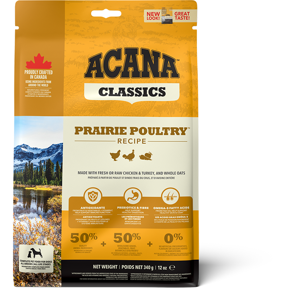 Acana Freeze-Dried Coated Classics Prairie Poultry Dry Dog Food 340g