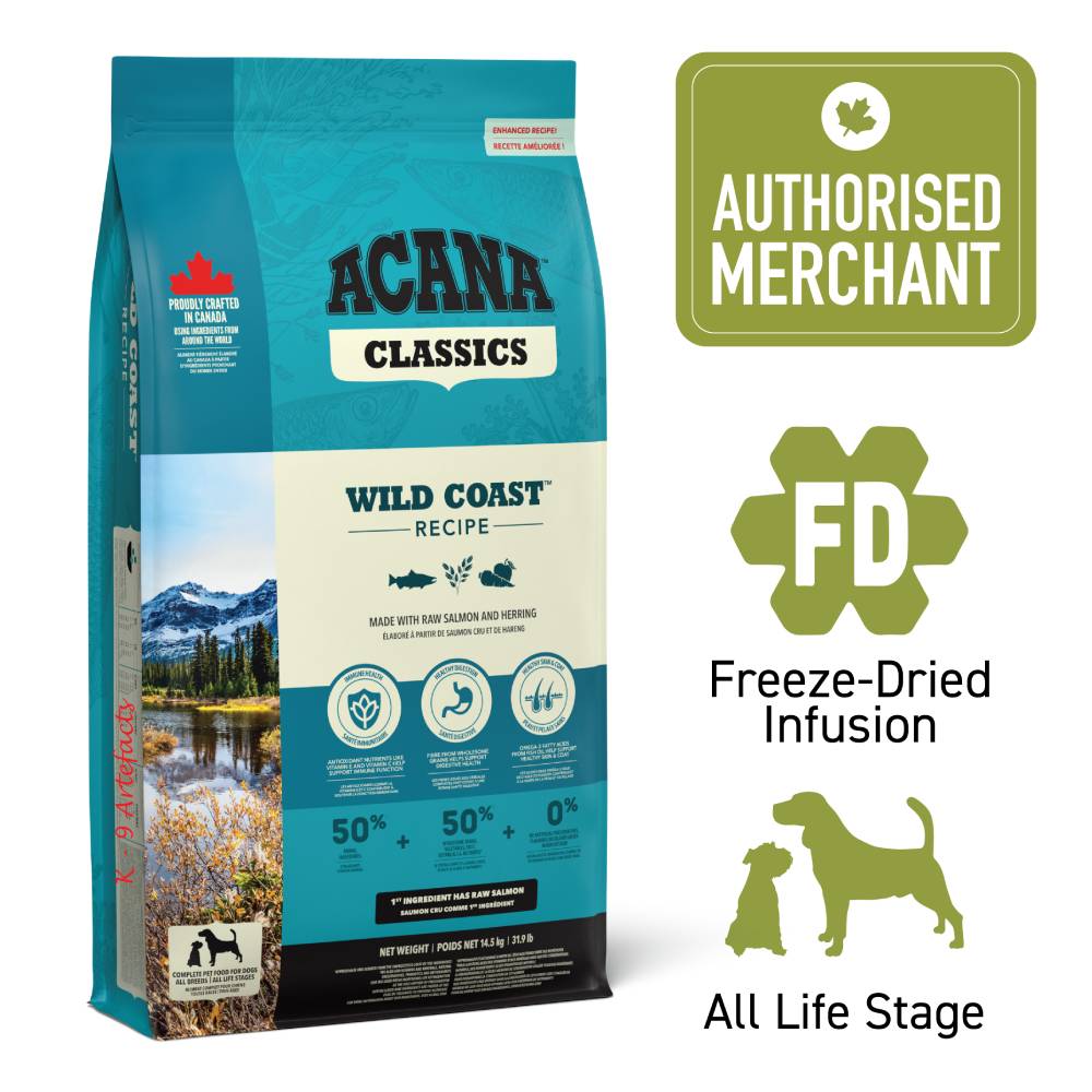 Acana Freeze-Dried Coated Classics Wild Coast Dry Dog Food 14.5kg