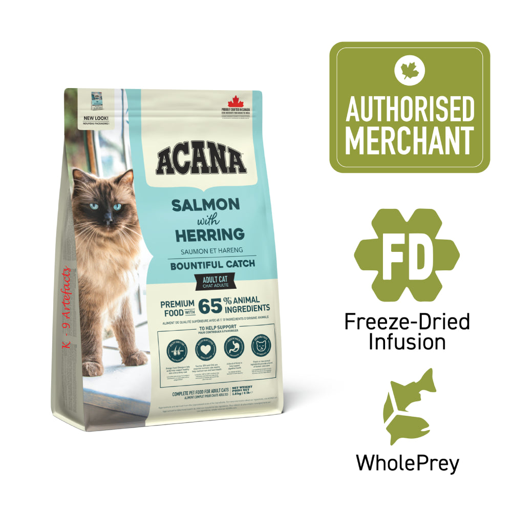 Acana Freeze-Dried Coated Bountiful Catch Grain-Free Dry Cat Food 1.8kg