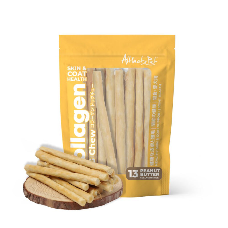 Altimate Pet Dog Collagen Chews Healthy Skin & Coat - Peanut Butter Collagen Stick 13pcs