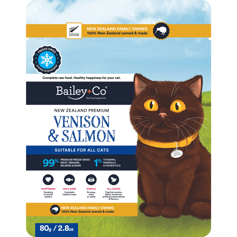 Bailey+Co Cat Freeze Dried Venison and Salmon Treat 80g