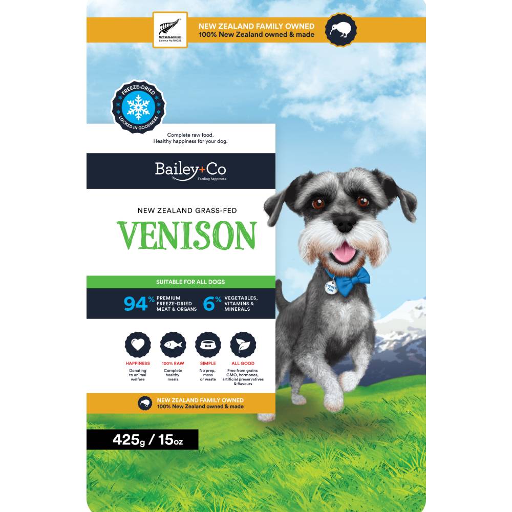 Bailey+Co Dog Freeze-Dried Grass-Fed New Zealand Venison 425g