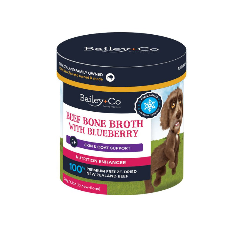 Bailey+Co Dog Freeze-Dried Nutrition Enhancer Beef Bone Broth With Blueberry 30g