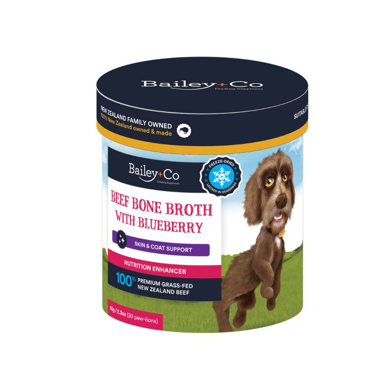 Bailey+Co Dog Freeze-Dried Nutrition Enhancer Beef Bone Broth With Blueberry 65g