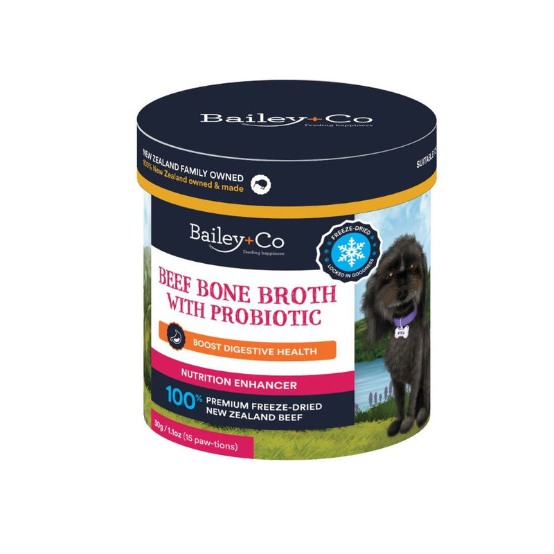 Bailey+Co Dog Freeze-Dried Nutrition Enhancer Beef Bone Broth With Probiotic 30g