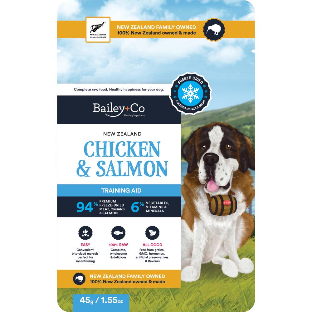 Bailey+Co Dog Freeze Dried Raw Treat New Zealand Chicken & Salmon 45g