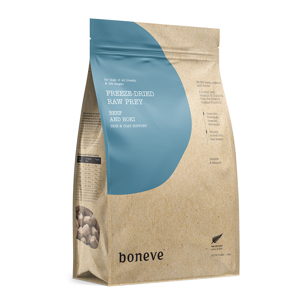 Boneve Dog Freeze-Dried Raw Prey Free-Range Grass-Fed Beef & Hoki 100g