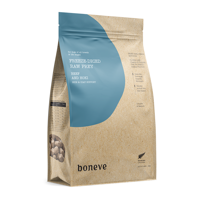 Boneve Dog Freeze-Dried Raw Prey Free-Range Grass-Fed Beef & Hoki 100g