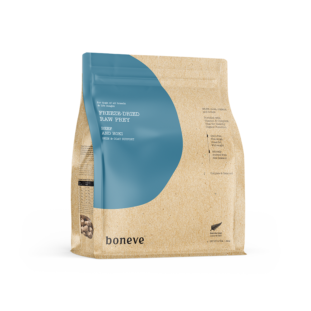 Boneve Dog Freeze-Dried Raw Prey Free-Range Grass-Fed Beef & Hoki 340g