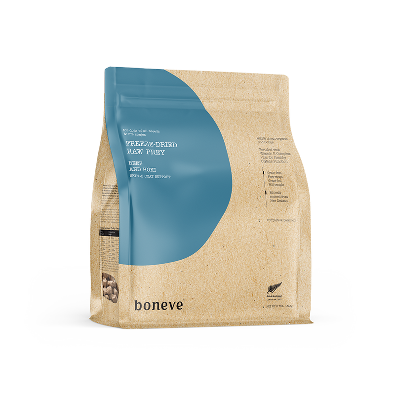 Boneve Dog Freeze-Dried Raw Prey Free-Range Grass-Fed Beef & Hoki 340g