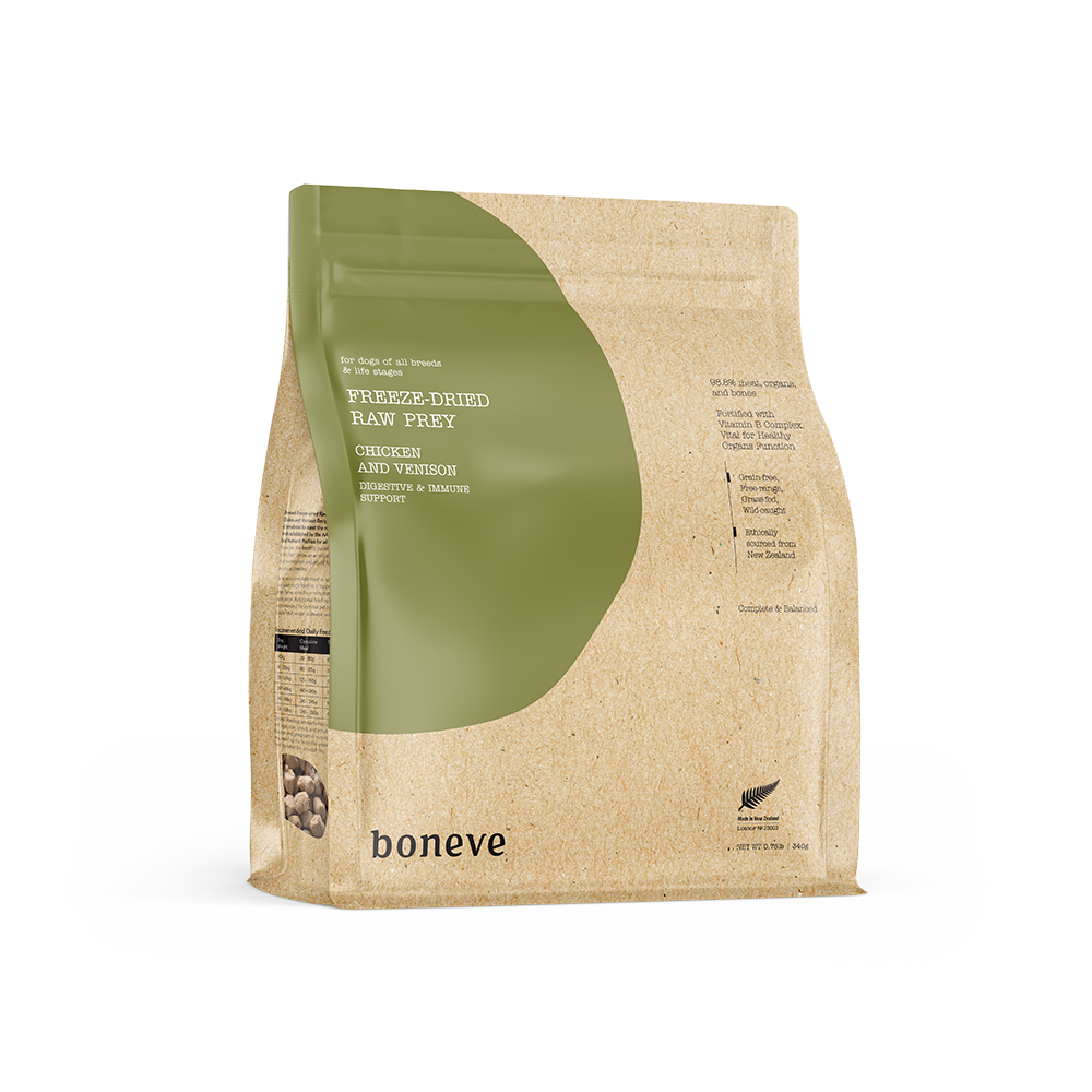 Boneve Dog Freeze-Dried Raw Prey Free-Range Grass-Fed Chicken & Venison 340g