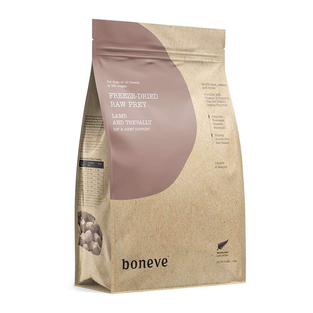 Boneve Dog Freeze-Dried Raw Prey Free-Range Grass-Fed Lamb & Trevally 100g