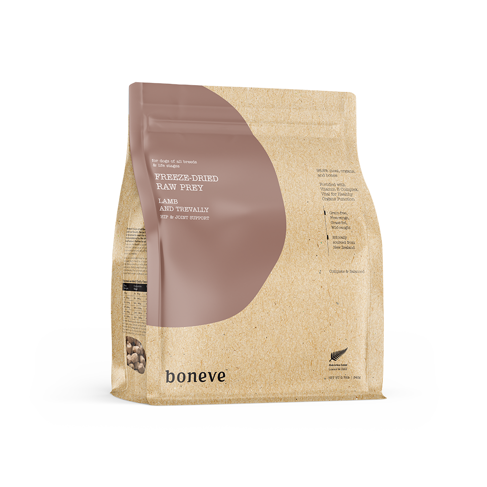 Boneve Dog Freeze-Dried Raw Prey Free-Range Grass-Fed Lamb & Trevally 340g
